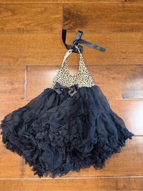 NWT Nomi Black Tulle Dress with Leopard Print Bodice